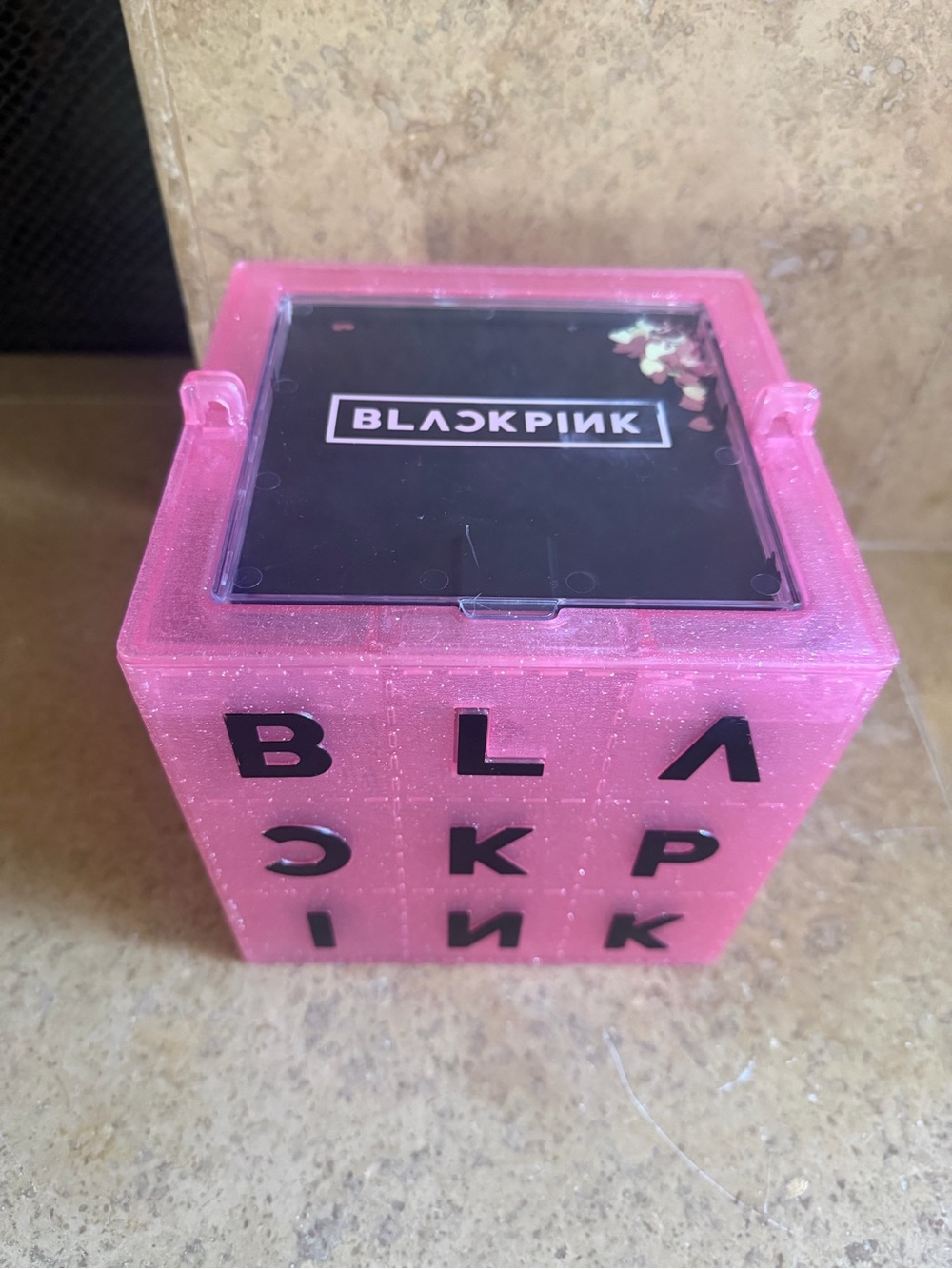 Pink Glitter Cube Accessory Organizer